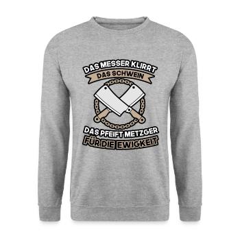 metzger für die ewigkeit - Unisex Pullover - Weißgrau meliert - Vorne - Alina (178cm) & Michal (187cm)