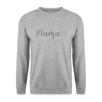 Mama Schriftzug - Unisex Pullover - Weißgrau meliert - Vorne - Alina (178cm) & Michal (187cm)