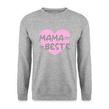 Mama ist die beste - Unisex Pullover - Weißgrau meliert - Vorne - Alina (178cm) & Michal (187cm)