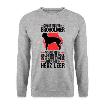 Ohne meinen Broholmer Dänische Dogge - Unisex Pullover - Weißgrau meliert - Vorne - Alina (178cm) & Michal (187cm)