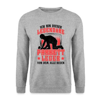 Legendärer Parkettleger Fußbodenleger - Unisex Pullover - Weißgrau meliert - Vorne - Alina (178cm) & Michal (187cm)