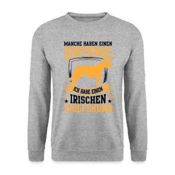Habe einen Irischer Wolfshund Irish Wolfhound - Unisex Pullover - Weißgrau meliert - Vorne - Alina (178cm) & Michal (187cm)