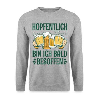 Hopfentlich Bin Ich Bald Besoffen Bier Saufen - Unisex Pullover - Weißgrau meliert - Vorne - Alina (178cm) & Michal (187cm)