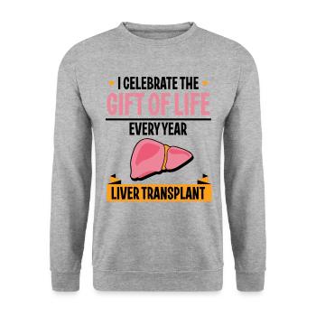 Celebrating the Gift of Life Liver Transplant - Unisex Pullover - Weißgrau meliert - Vorne - Alina (178cm) & Michal (187cm)