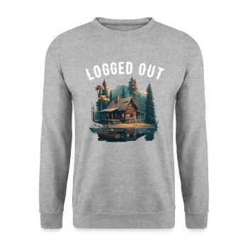 Logged Out camping Cabin Mountain Logged Out - Unisex Sweatshirt - salt & pepper - Front - Alina (178cm) & Michal (187cm)