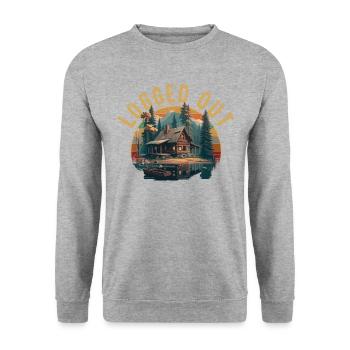 Logged Out camping Cabin Mountain Logged Out - Unisex Sweatshirt - salt & pepper - Front - Alina (178cm) & Michal (187cm)