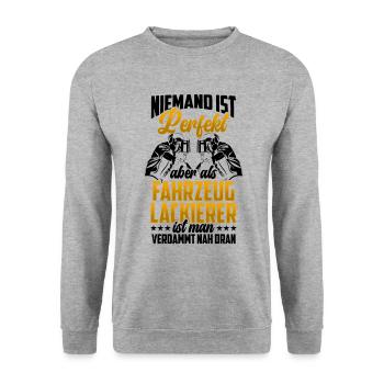 Fahrzeuglackierer sind perfekt Lackierer - Unisex Pullover - Weißgrau meliert - Vorne - Alina (178cm) & Michal (187cm)