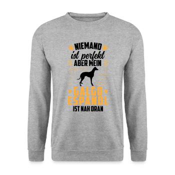 Galgo Espanol ist perfekt Spanischer Windhund - Unisex Pullover - Weißgrau meliert - Vorne - Alina (178cm) & Michal (187cm)