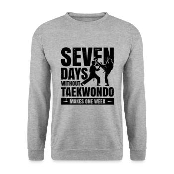 Seven days without Taekwondo - Unisex Pullover - Weißgrau meliert - Vorne - Alina (178cm) & Michal (187cm)