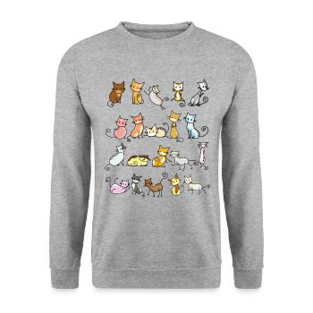 Funny Cats Crazy Cat Comic Drawing - Unisex Sweatshirt - salt & pepper - Front - Alina (178cm) & Michal (187cm)