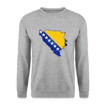 Bosnia Herzegovina - Unisex Pullover - Weißgrau meliert - Vorne - Alina (178cm) & Michal (187cm)