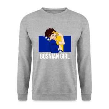 Bosnia Herzegovina - Unisex Pullover - Weißgrau meliert - Vorne - Alina (178cm) & Michal (187cm)