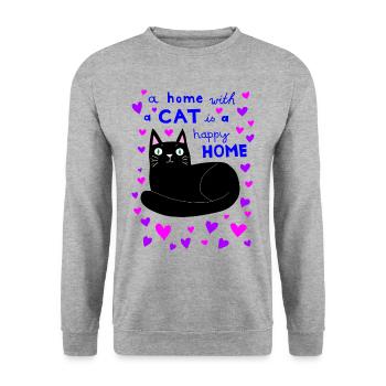 Chat Propriétaire Chat Amoureux des chats Fan de chat - Sweat-shirt Unisexe - gris chiné - Devant - Alina (178cm) & Michal (187cm)