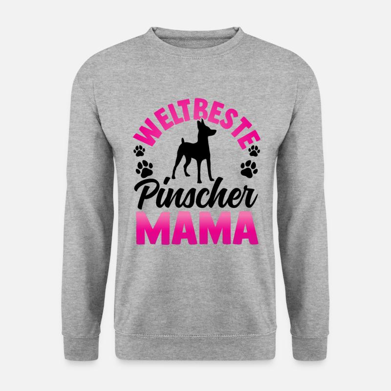 Beste Zwergpinscher Mama Rehpinscher - Unisex Pullover - Weißgrau meliert