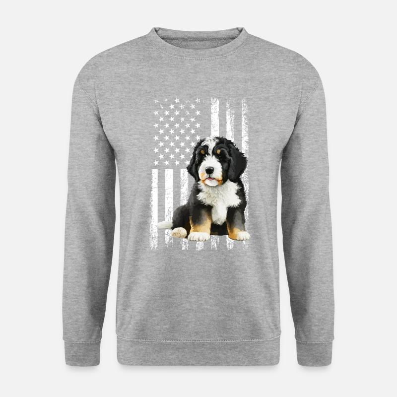 bernedoodle American flag - Unisex Pullover - Weißgrau meliert