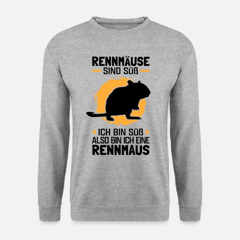 Also bin ich eine Rennmaus Nagetier Gerbil - Unisex Pullover - Weißgrau meliert