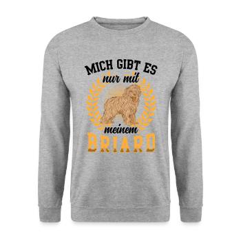 Mich gibt es nur mit Briard Berger de Brie - Unisex Pullover - Weißgrau meliert - Vorne - Alina (178cm) & Michal (187cm)