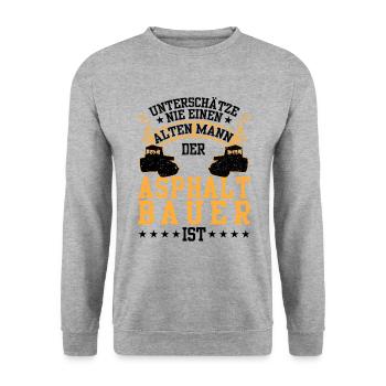 Asphaltbauer war mal jung Straßenbauer - Unisex Pullover - Weißgrau meliert - Vorne - Alina (178cm) & Michal (187cm)