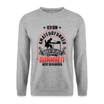 Amateurfunker nicht reparieren Hobbyfunker - Unisex Pullover - Weißgrau meliert - Vorne - Alina (178cm) & Michal (187cm)