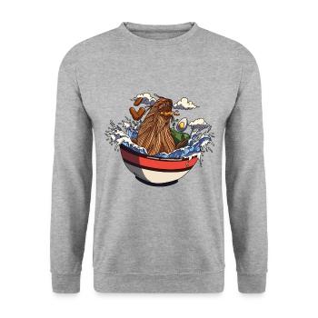 Ramen Noodle Hunger Japanese Anime Lover - Sweat-shirt Unisexe - gris chiné - Devant - Alina (178cm) & Michal (187cm)