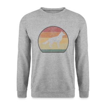 Retro German Shepherd Sunset - Unisex Sweatshirt - salt & pepper - Front - Alina (178cm) & Michal (187cm)