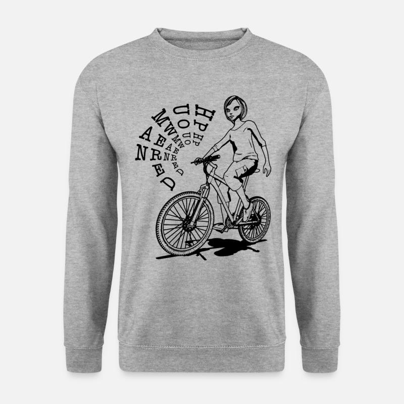 Die Kraft des Menschen: Ode an das Mountainbike - Unisex Pullover - Weißgrau meliert