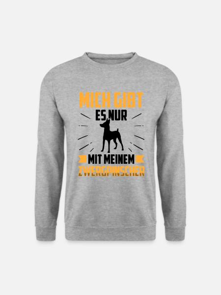 Nur mit meinem Zwergpinscher Pinscher - Unisex Pullover - Weißgrau meliert
