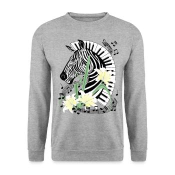 Klavier Zebra Piano Lilien Musik Keyboard Flügel - Unisex Pullover - Weißgrau meliert - Vorne - Alina (178cm) & Michal (187cm)