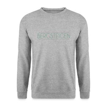 Bergsteigen Schriftzug - Unisex Pullover - Weißgrau meliert - Vorne - Alina (178cm) & Michal (187cm)