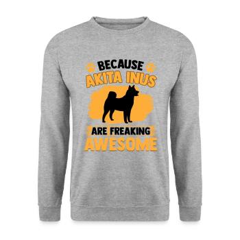 Akita Inu are fantastic Japanese Akita Inu - Unisex Sweatshirt - salt & pepper - Front - Alina (178cm) & Michal (187cm)