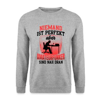 Amateurfunker sind perfekt Funkamateur - Unisex Pullover - Weißgrau meliert - Vorne - Alina (178cm) & Michal (187cm)