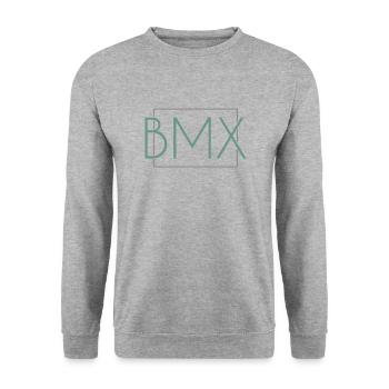 BMX Schriftzug - Unisex Pullover - Weißgrau meliert - Vorne - Alina (178cm) & Michal (187cm)