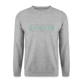 Wandern Schriftzug - Unisex Pullover - Weißgrau meliert - Vorne - Alina (178cm) & Michal (187cm)