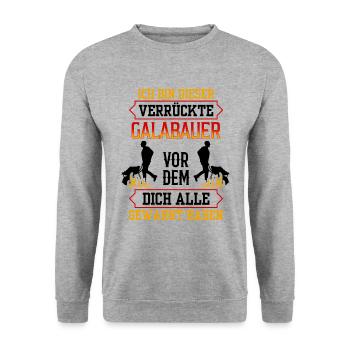 Verrückter Galabauer Landschaftsbauer Gärtner - Unisex Pullover - Weißgrau meliert - Vorne - Alina (178cm) & Michal (187cm)