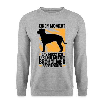 Mit meinem Broholmer besprechen Dänische Dogge - Unisex Pullover - Weißgrau meliert - Vorne - Alina (178cm) & Michal (187cm)