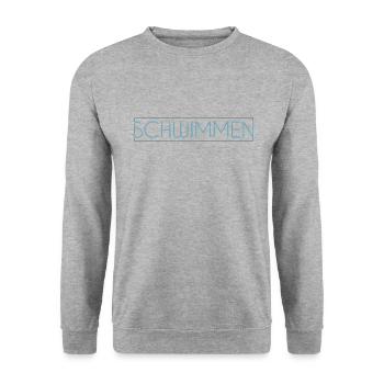 Schwimmen Schriftzug - Unisex Pullover - Weißgrau meliert - Vorne - Alina (178cm) & Michal (187cm)