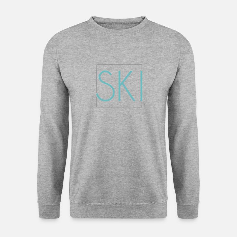 Ski Schriftzug - Unisex Pullover - Weißgrau meliert