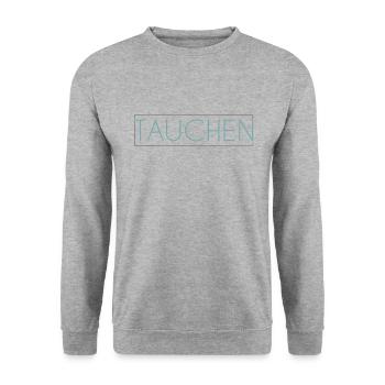Tauchen Schriftzug - Unisex Pullover - Weißgrau meliert - Vorne - Alina (178cm) & Michal (187cm)