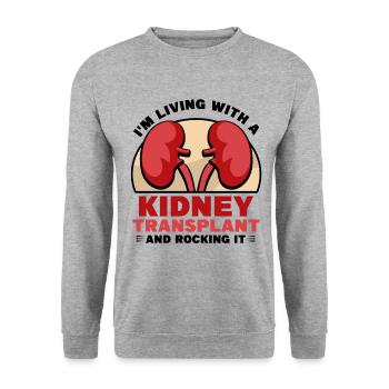 I'm Living With A Kidney Transplant And Rocking It - Unisex Pullover - Weißgrau meliert - Vorne - Alina (178cm) & Michal (187cm)