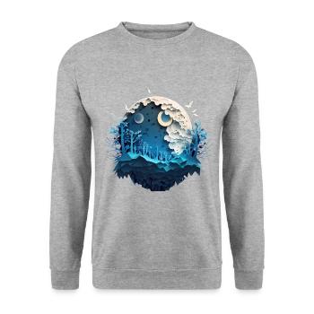 Mutter Natur Nachtmond - Unisex Pullover - Weißgrau meliert - Vorne - Alina (178cm) & Michal (187cm)