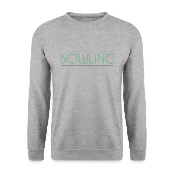 Bowling Schriftzug - Unisex Pullover - Weißgrau meliert - Vorne - Alina (178cm) & Michal (187cm)