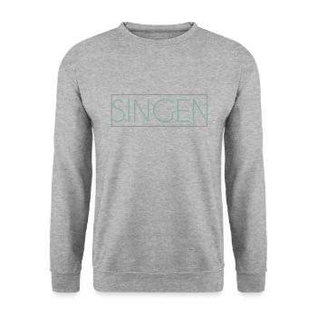 Singen Schriftzug - Unisex Pullover - Weißgrau meliert - Vorne - Alina (178cm) & Michal (187cm)