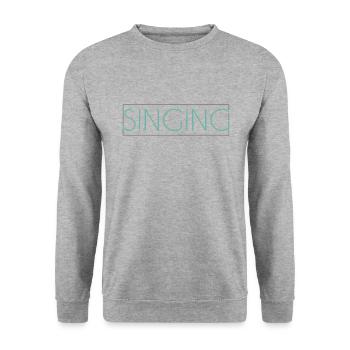 Singen Schriftzug - Unisex Pullover - Weißgrau meliert - Vorne - Alina (178cm) & Michal (187cm)