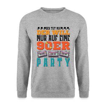 der will nur auf eine 90er Party - Unisex Pullover - Weißgrau meliert - Vorne - Alina (178cm) & Michal (187cm)