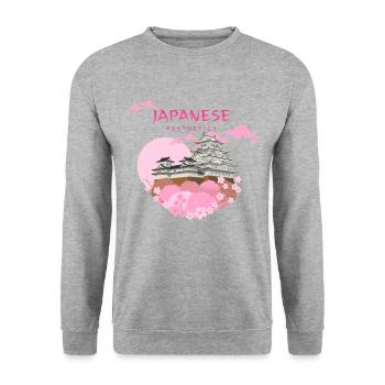 Esthétique japonaise Japon coeur Maison japonaise - Sweat-shirt Unisexe - gris chiné - Devant - Alina (178cm) & Michal (187cm)