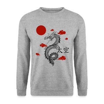 Esthétique japonaise Tatouage de dragon chinois - Sweat-shirt Unisexe - gris chiné - Devant - Alina (178cm) & Michal (187cm)