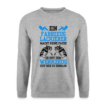 Fahrzeuglackierer macht keine Pause Lackierer - Unisex Pullover - Weißgrau meliert - Vorne - Alina (178cm) & Michal (187cm)