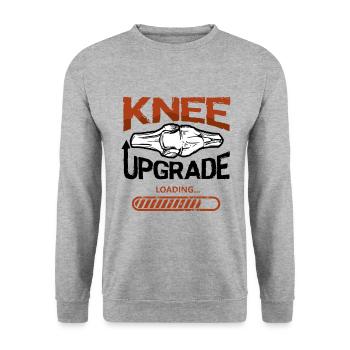 Knee Upgrade - Unisex Pullover - Weißgrau meliert - Vorne - Alina (178cm) & Michal (187cm)