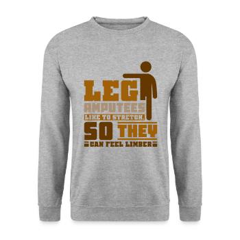 Leg Amputees like to stretch - Unisex Pullover - Weißgrau meliert - Vorne - Alina (178cm) & Michal (187cm)