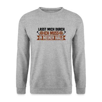 Lasst mich durch, ich muss in meinen Wald - Unisex Pullover - Weißgrau meliert - Vorne - Alina (178cm) & Michal (187cm)